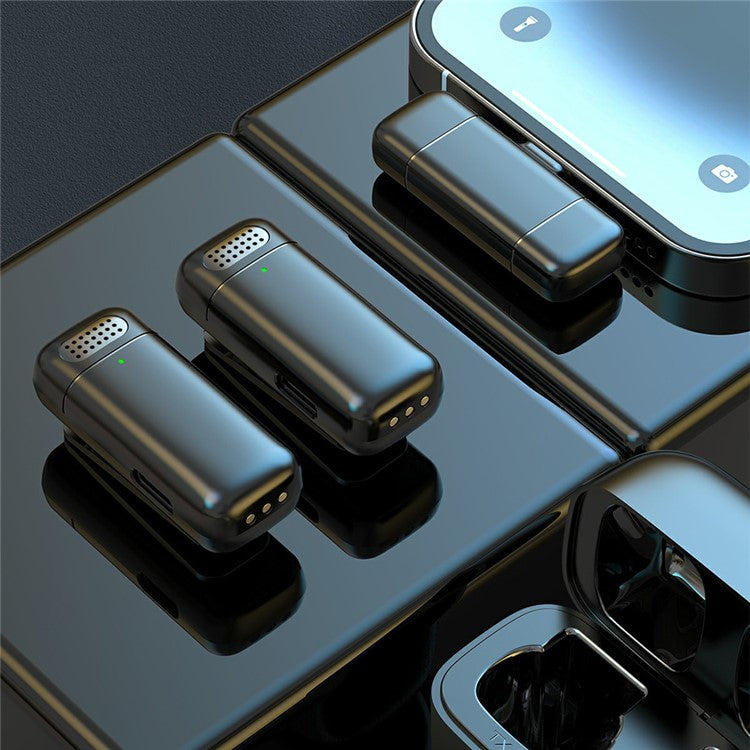 K13 2 Wireless Lavalier Microphone + 8Pin Receiver with Digital Display Charging Case