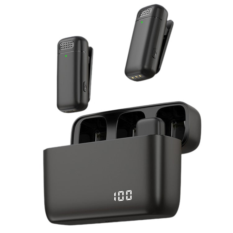 K13 Wireless Clip Mic Wireless Lavalier Microphone (2 Microphone+1 Receiver) with Charging Station