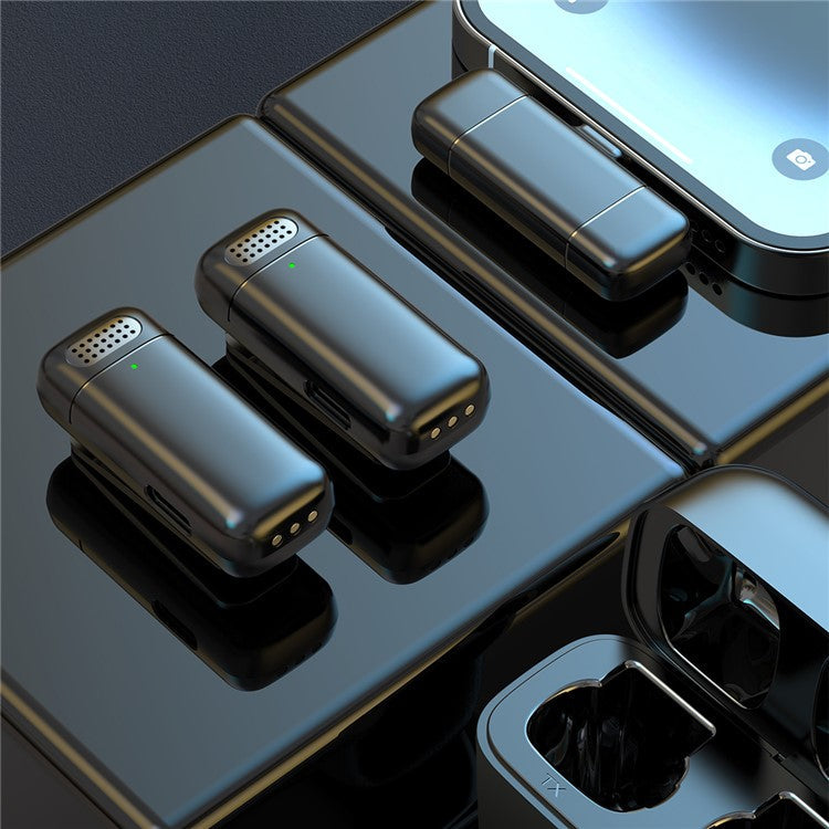 K13 Wireless Clip Mic Wireless Lavalier Microphone (2 Microphone+1 Receiver) with Charging Station