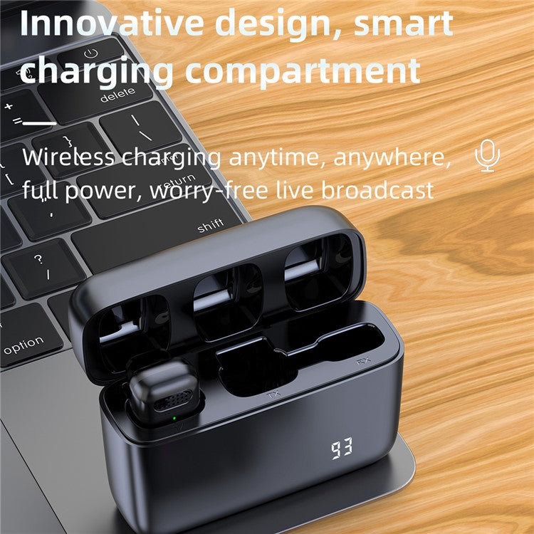 K13 Wireless Clip Mic Wireless Lavalier Microphone (2 Microphone+1 Receiver) with Charging Station