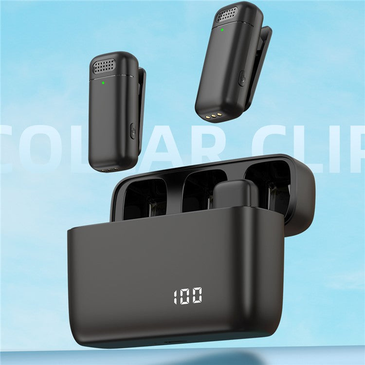 K13 Wireless Clip Mic Wireless Lavalier Microphone (2 Microphone+1 Receiver) with Charging Station