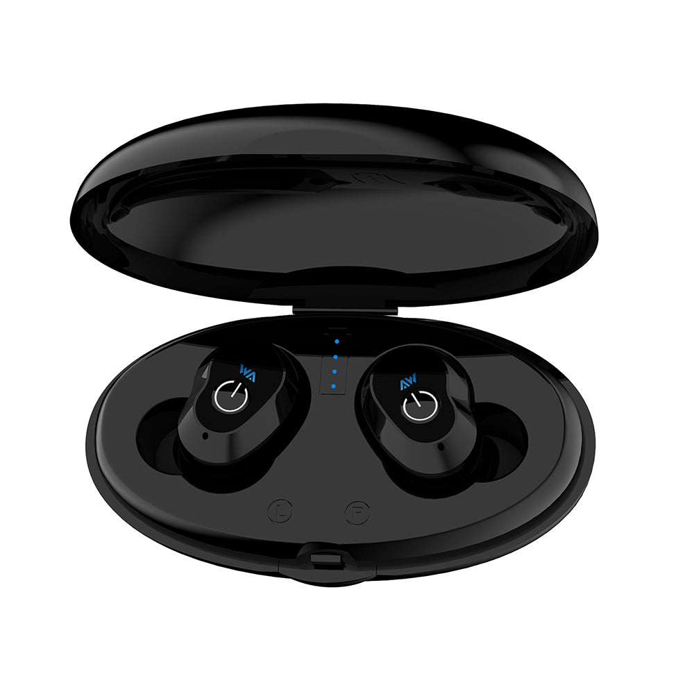LEMONDA WA02 TWS Bluetooth 5.0 IPX5 Waterproof In-ear Gaming Sports Headset with Charing Bin 800mAh - Black