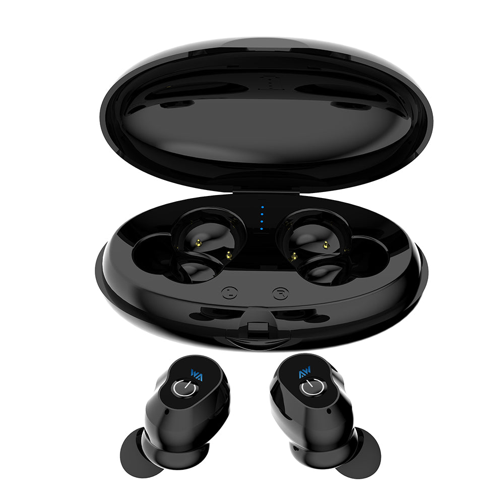 LEMONDA WA02 TWS Bluetooth 5.0 IPX5 Waterproof In-ear Gaming Sports Headset with Charing Bin 800mAh - Black