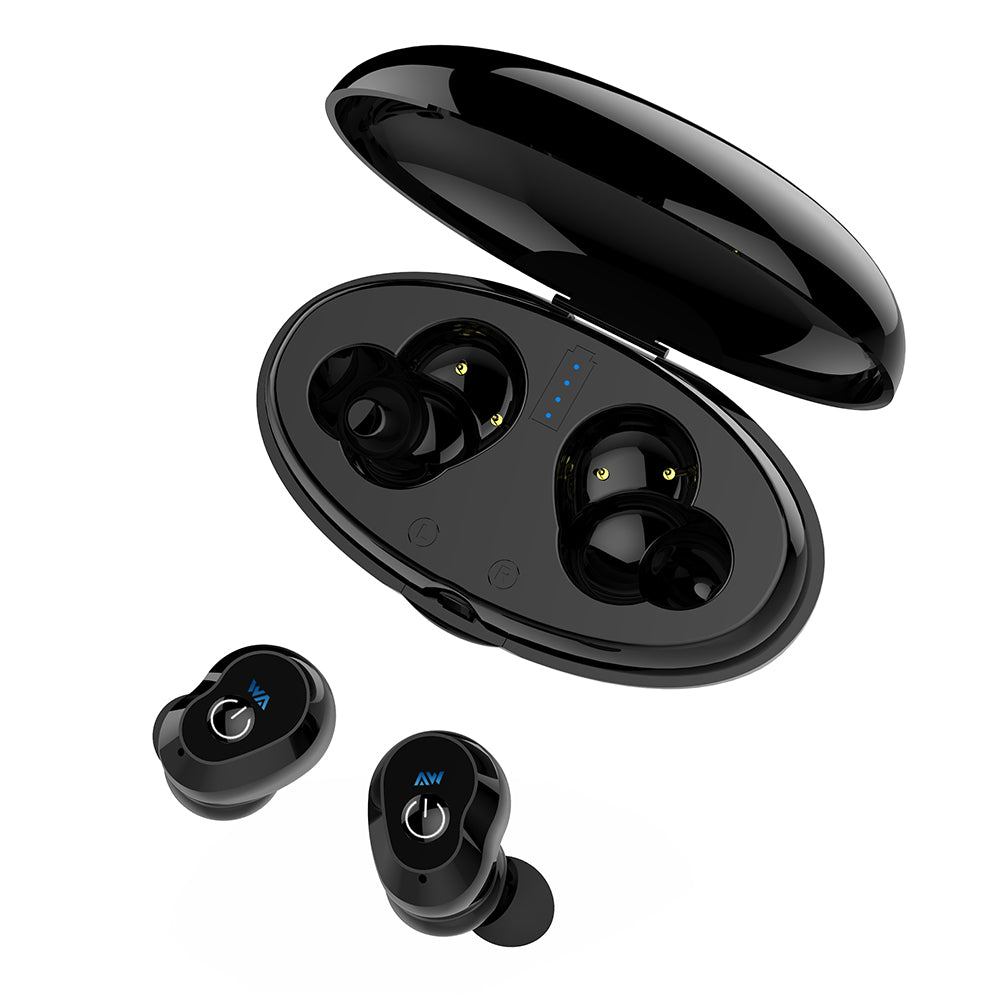 LEMONDA WA02 TWS Bluetooth 5.0 IPX5 Waterproof In-ear Gaming Sports Headset with Charing Bin 800mAh - Black