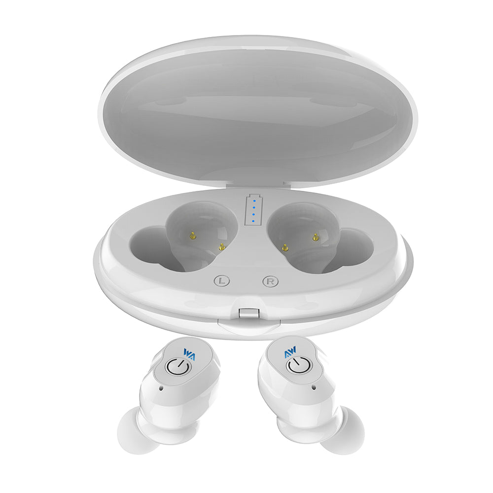 LEMONDA WA02 TWS Bluetooth 5.0 IPX5 Waterproof In-ear Gaming Sports Headset with Charing Bin 800mAh - White