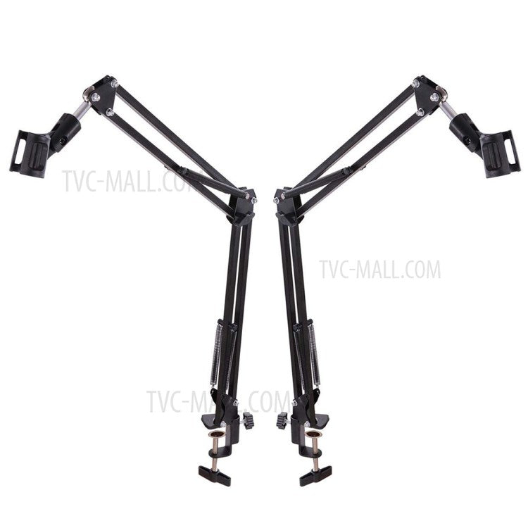 Extendable Recording Microphone Holder Suspension Boom Scissor Arm Stand with Mic Clip Table Mounting Clamp