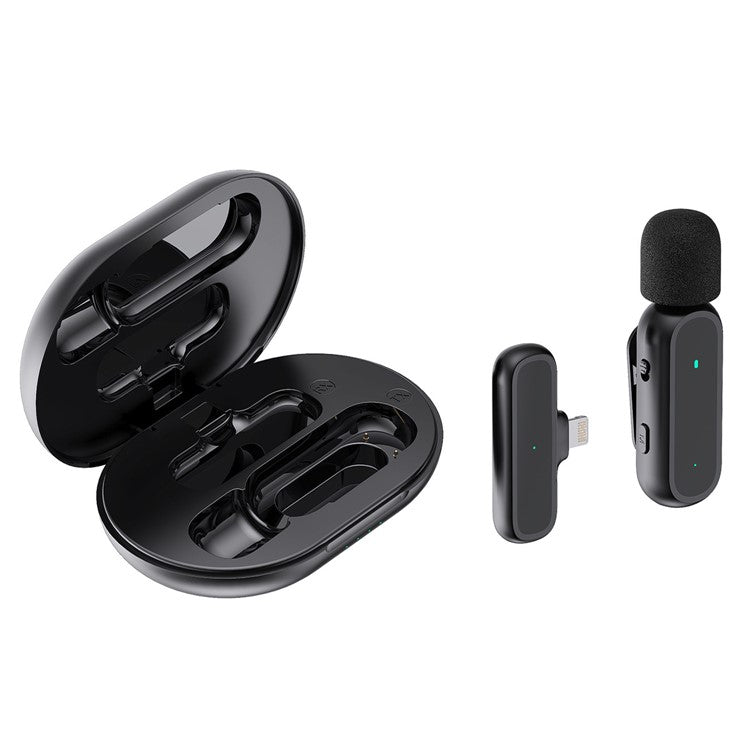 K61 Wireless Lavalier Microphone for iPhone iPad, Clip On Lapel Mic Plug-Play Noise Reduction Microphone System with 800mAh Charging Case