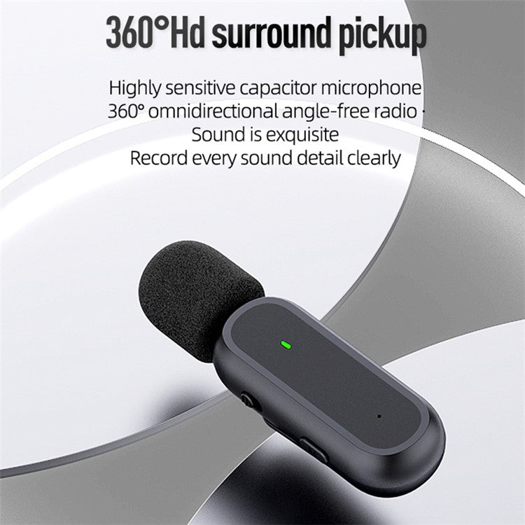 K61 Wireless Lavalier Microphone for iPhone iPad, Clip On Lapel Mic Plug-Play Noise Reduction Microphone System with 800mAh Charging Case