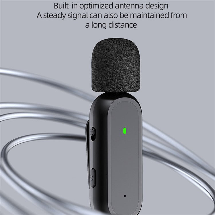 K61 Wireless Lavalier Microphone for iPhone iPad, Clip On Lapel Mic Plug-Play Noise Reduction Microphone System with 800mAh Charging Case