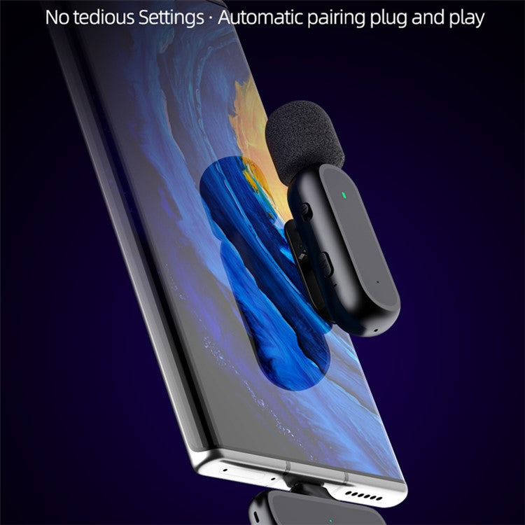 K61 Wireless Lavalier Microphone for iPhone iPad, Clip On Lapel Mic Plug-Play Noise Reduction Microphone System with 800mAh Charging Case