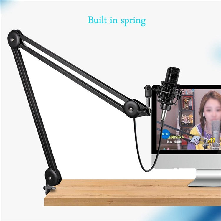 Microphone Boom Arm Stand Heavy Duty Cantilever Bracket Adjustable Suspension Mic Stand - Black