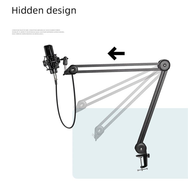 Microphone Boom Arm Stand Heavy Duty Cantilever Bracket Adjustable Suspension Mic Stand - Black