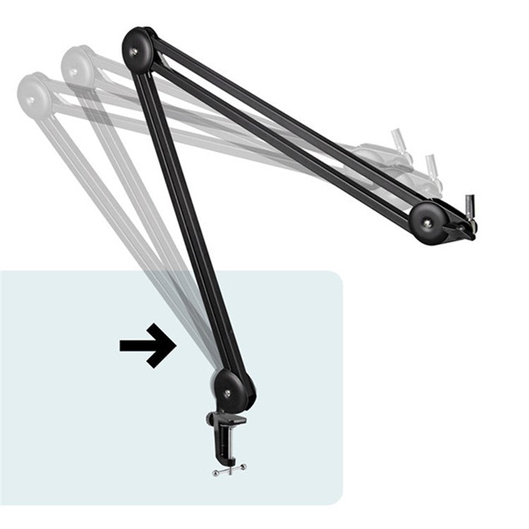 Microphone Boom Arm Stand Heavy Duty Cantilever Bracket Adjustable Suspension Mic Stand - Black