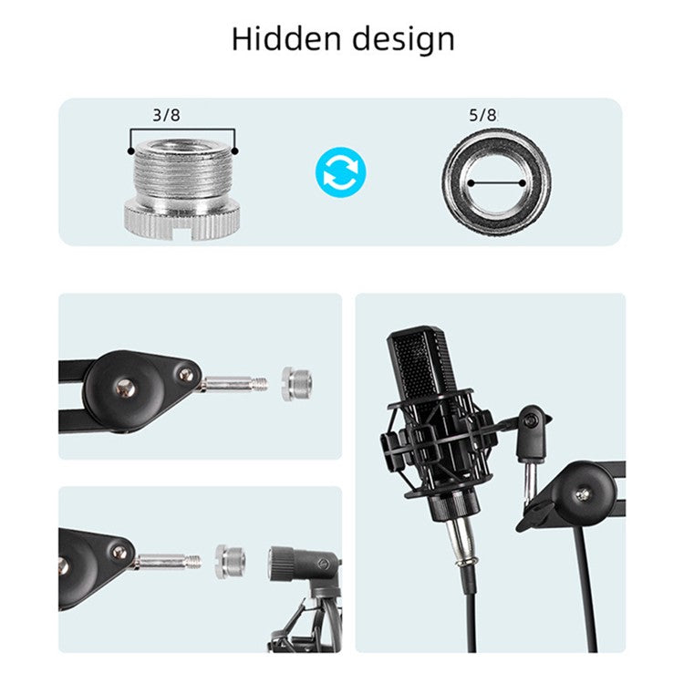 Microphone Boom Arm Stand Heavy Duty Cantilever Bracket Adjustable Suspension Mic Stand - Black