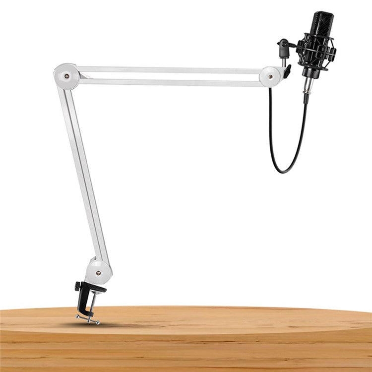 Microphone Boom Arm Stand Heavy Duty Cantilever Bracket Adjustable Suspension Mic Stand - White