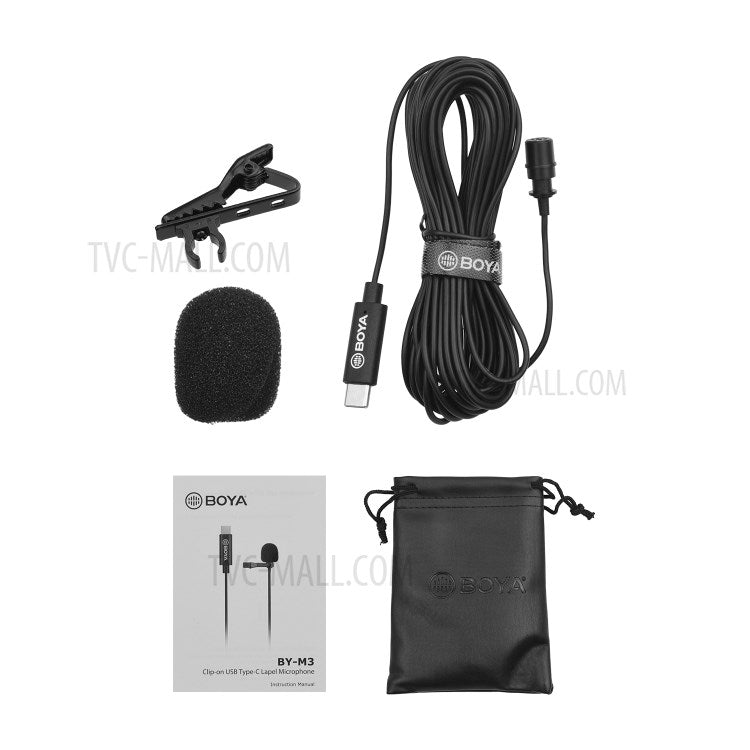BOYA BY-M3 Omnidirectional Digital Lavalier Microphone USB Type-C Cable 6 Meters