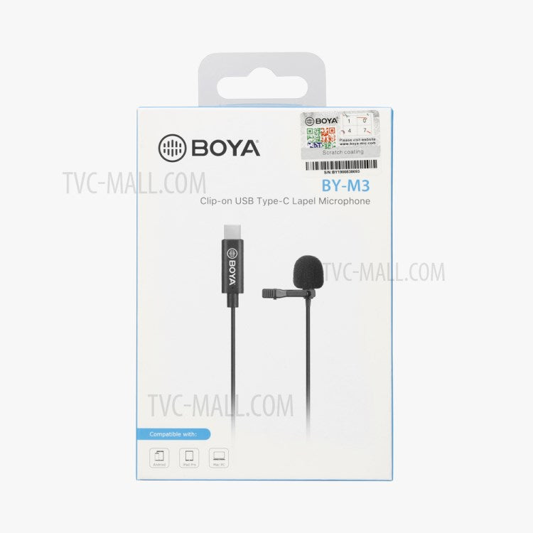BOYA BY-M3 Omnidirectional Digital Lavalier Microphone USB Type-C Cable 6 Meters