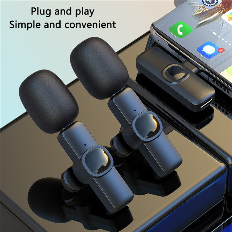 J1 Live Broadcast 2.4G Wireless Lavalier Microphone Noise Reduction Mic with Receiver - Type-C Interface