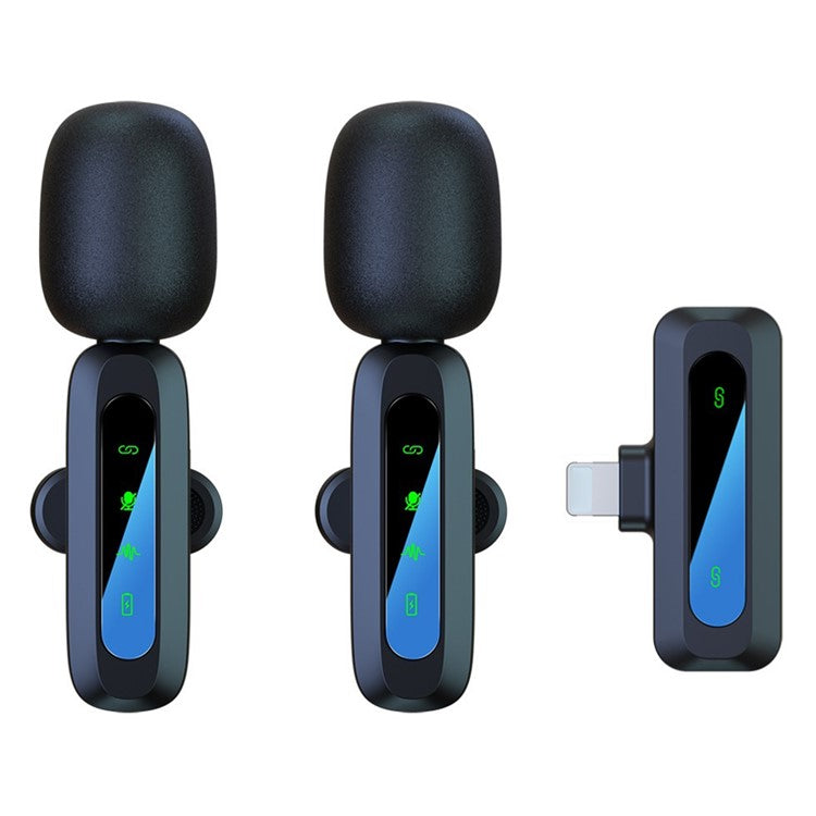J3 Digital Display Noise Reduction 2.4G Wireless Lavalier Microphone System, 2 Mic + 1 Receiver - iP Interface