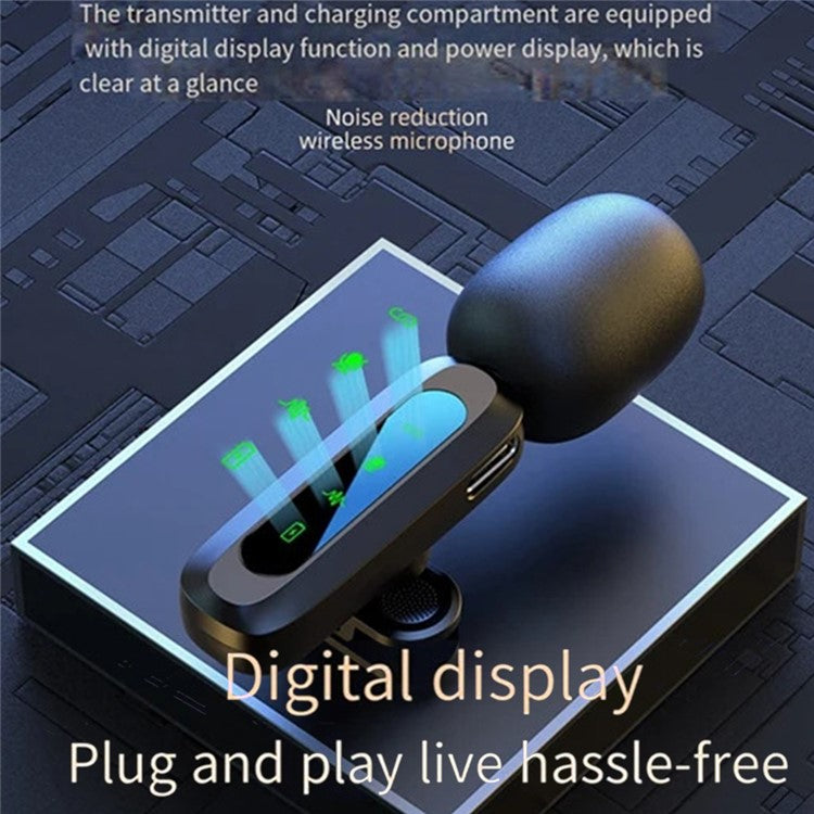 J3 Digital Display Noise Reduction 2.4G Wireless Lavalier Microphone System, 2 Mic + 1 Receiver - iP Interface