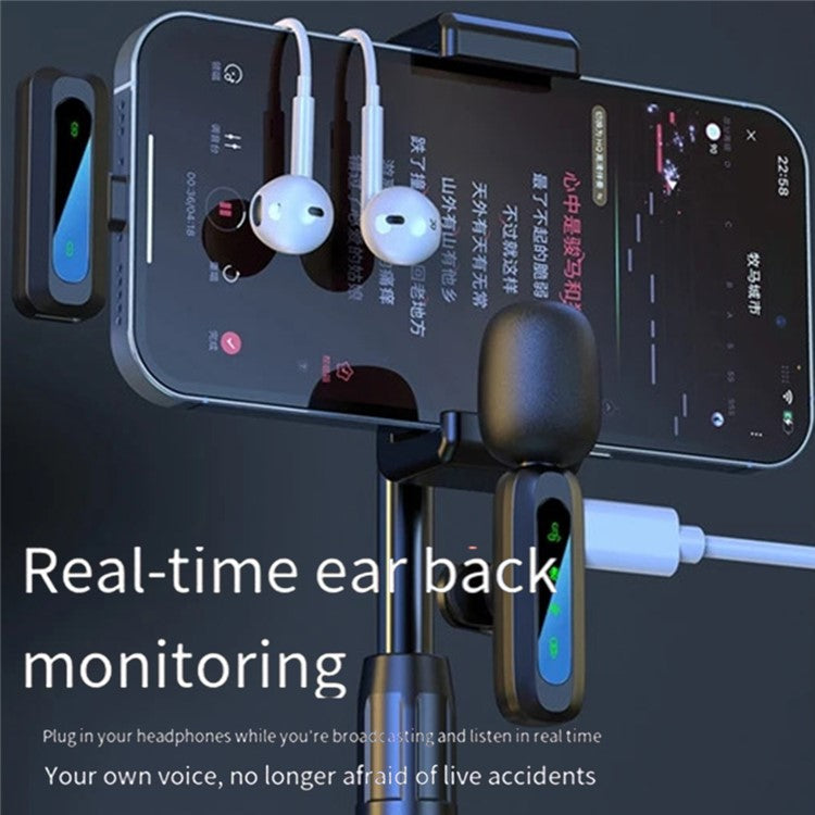 J3 Digital Display 2.4G Wireless Lavalier Microphone Noise Reduction Mic with Receiver - iP Interface
