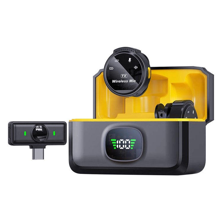 J6 Outdoor Live Streaming Noise Reduction Wireless 2.4G Lavalier Microphone, 2 Mic + 1 Receiver - Type-C Interface