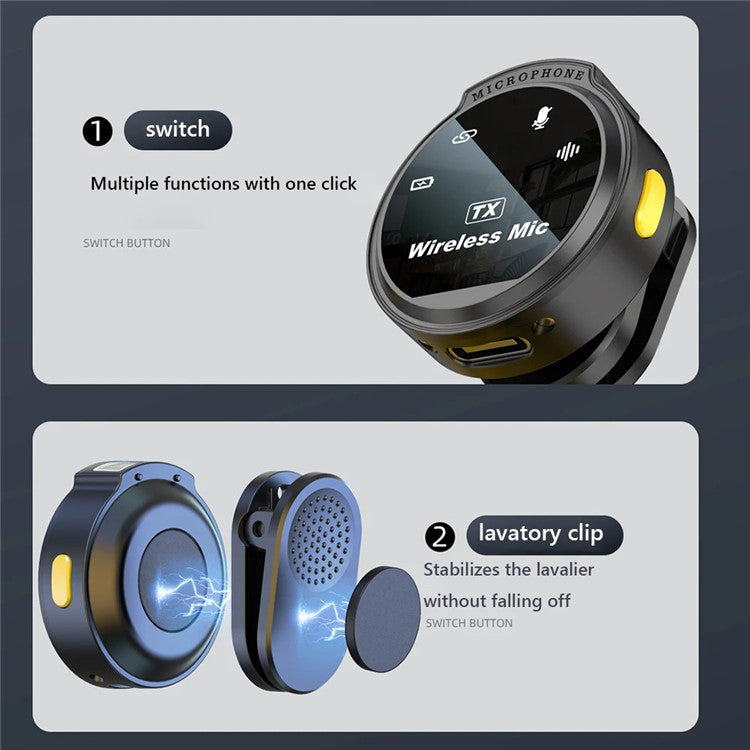 J6 Outdoor Live Streaming Noise Reduction Wireless 2.4G Lavalier Microphone, 2 Mic + 1 Receiver - Type-C Interface