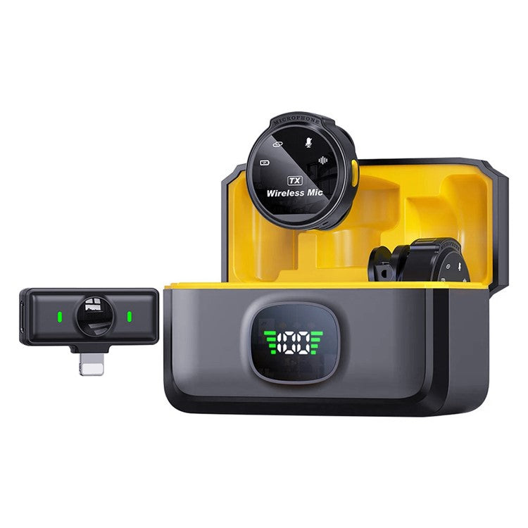 J6 Outdoor Live Streaming Noise Reduction Wireless 2.4G Lavalier Microphone, 2 Mic + 1 Receiver - iP Interface