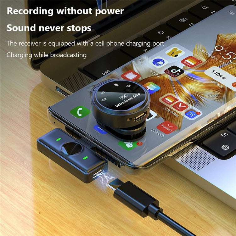 J6 Outdoor Live Streaming Noise Reduction Wireless 2.4G Lavalier Microphone, 2 Mic + 1 Receiver - iP Interface