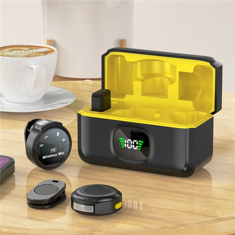 J6 Outdoor Live Streaming Noise Reduction Wireless 2.4G Lavalier Microphone, 2 Mic + 1 Receiver - iP Interface