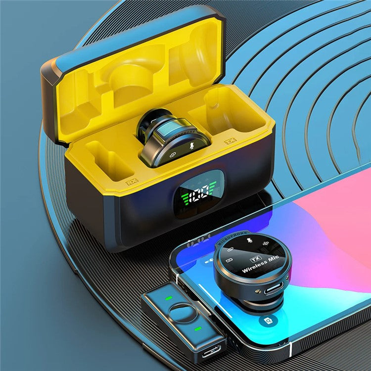 J6 Outdoor Live Streaming Noise Reduction Wireless 2.4G Lavalier Microphone, 2 Mic + 1 Receiver - iP Interface