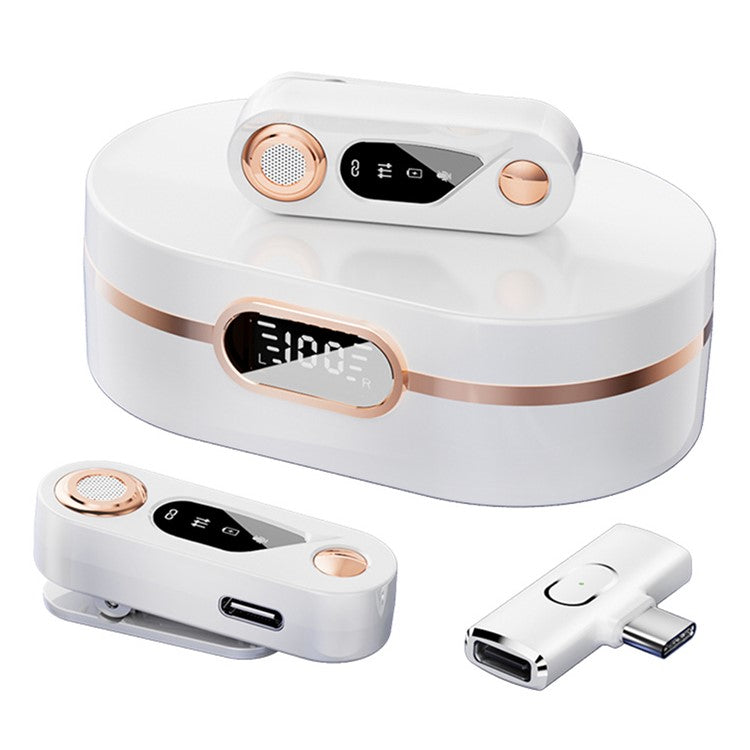 S36 2.4G Wireless Lavalier Microphone with Digital Display Charging Case, 2 Transmitter + 1 Receiver - Type-C Receiver