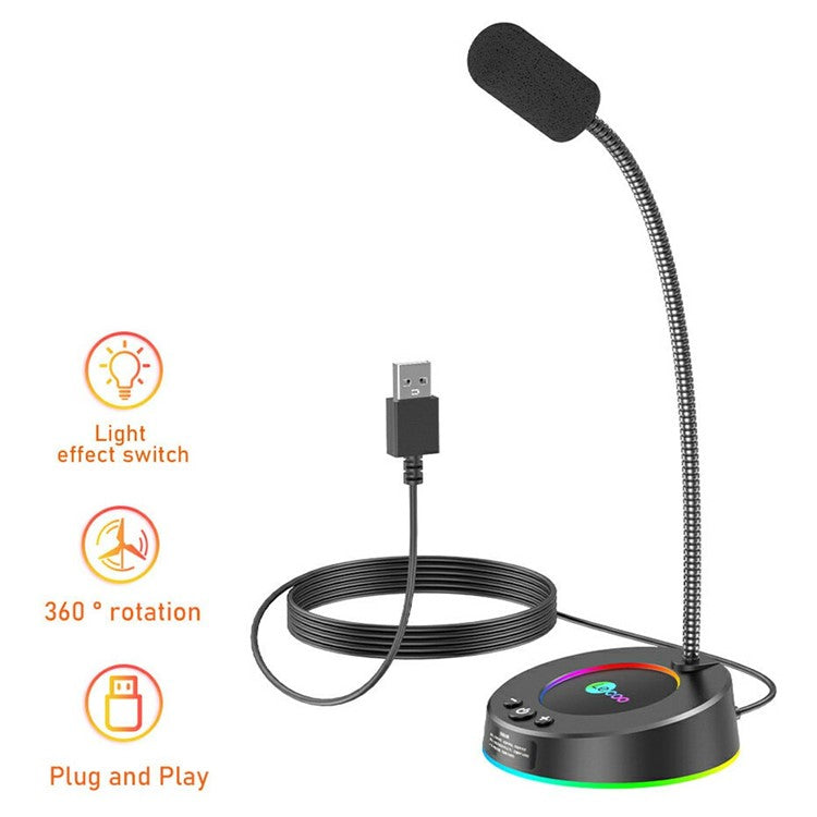 LENOVO LECOO MC01S USB Microphone RGB Color Computer Laptop Microphone