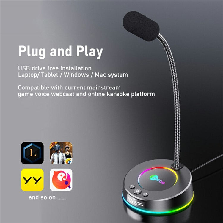 LENOVO LECOO MC01S USB Microphone RGB Color Computer Laptop Microphone