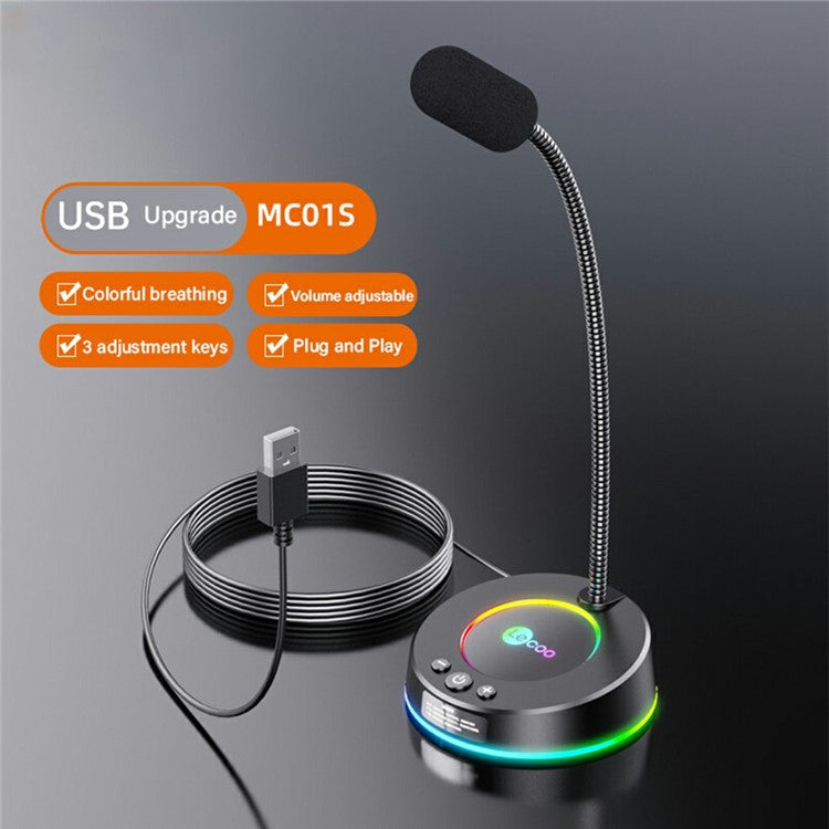 LENOVO LECOO MC01S USB Microphone RGB Color Computer Laptop Microphone