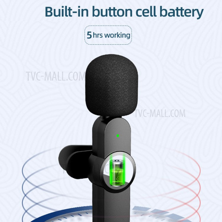 2Pcs Wireless Lavalier Microphone Live Streaming Recording Lapel Clip Mic with Lightning Jack Receiver for iPhone