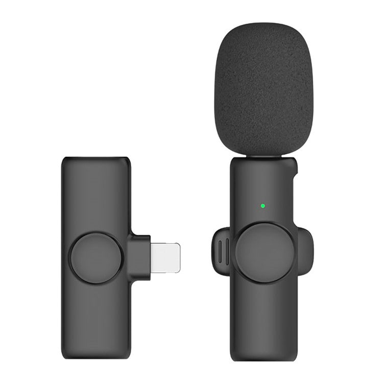 K2 2 Lavalier Microphones with 1 Lightning Receiver Noise Reduction Wireless Lapel Mic for Live Interview Mobile Phone Recording