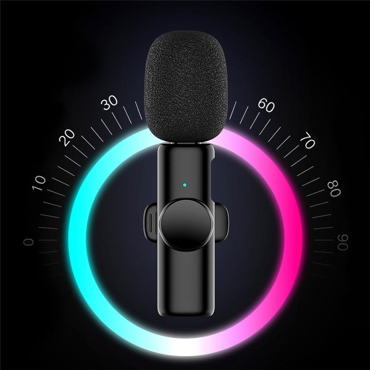 K2 2 Lavalier Microphones with 1 Lightning Receiver Noise Reduction Wireless Lapel Mic for Live Interview Mobile Phone Recording