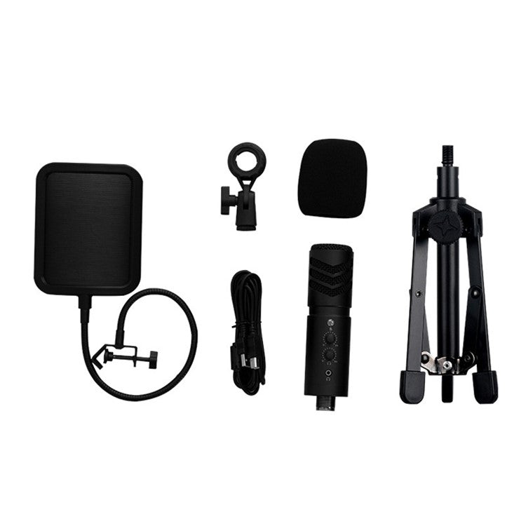 A30 Professional Studio USB Microphone Volume Adjustment Mic with Bracket for Mobile Phone Computer