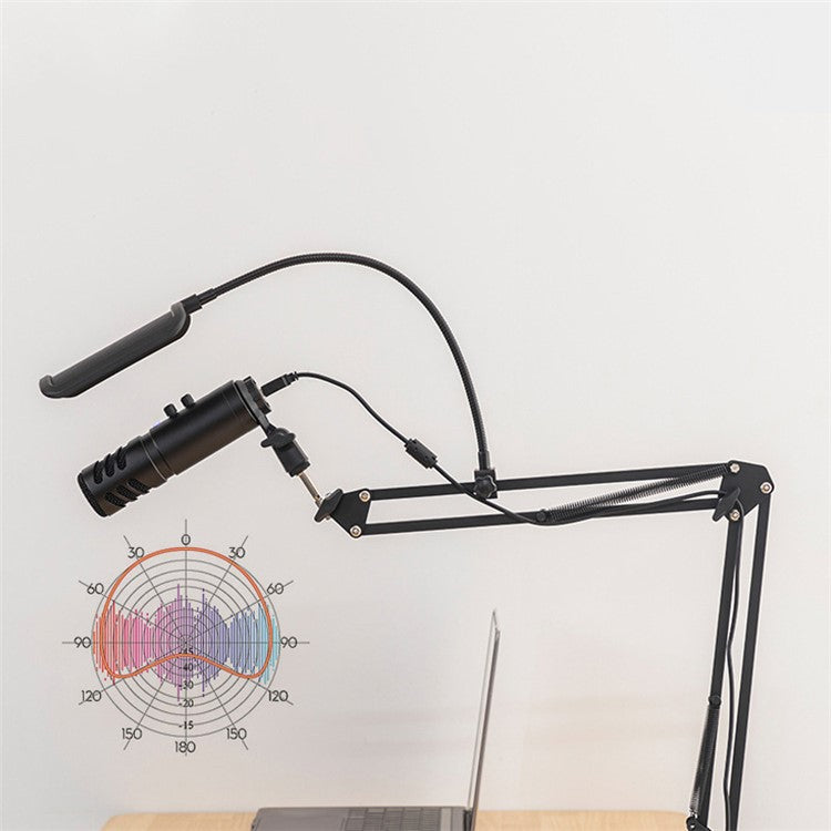 A30 Professional Studio USB Microphone Volume Adjustment Mic with Bracket for Mobile Phone Computer