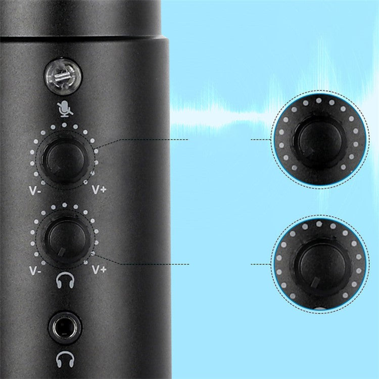 A30 Professional Studio USB Microphone Volume Adjustment Mic with Bracket for Mobile Phone Computer