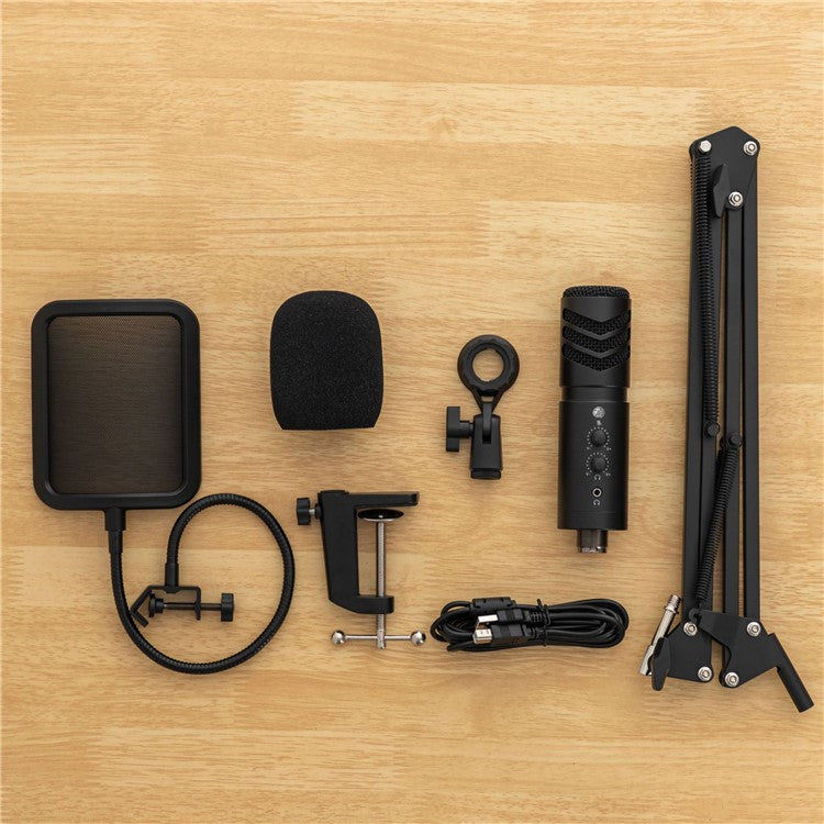 A30 Professional Studio USB Microphone Volume Adjustment Mic with Bracket for Mobile Phone Computer