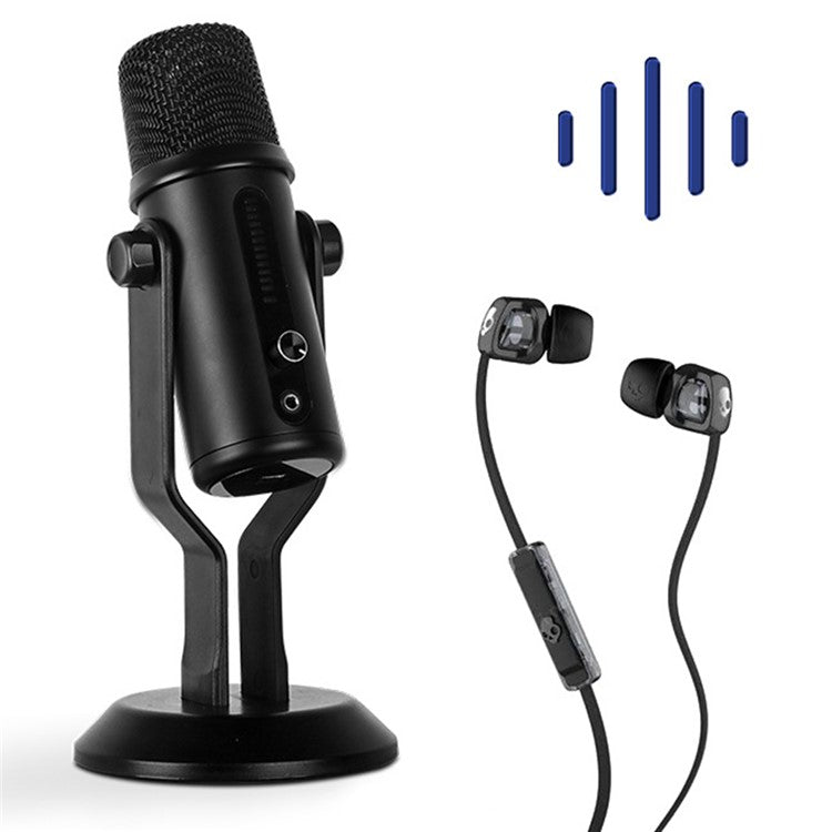 A33 LED Voice Control Breathing Light USB Unidirectional Condenser Microphone One-Key Noise Reduction Mic for Recording/Singing/Teaching/Gaming/Live Broadcast