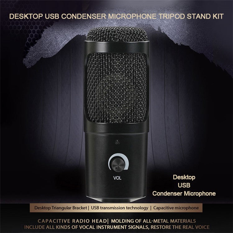 A6+35 Microphone Set USB Wired Unidirectional Microphone External Cardioid Recording Mic Kit with Shock-Proof Clip for Livestreaming/Gaming/Karaoke/Singing/Teaching