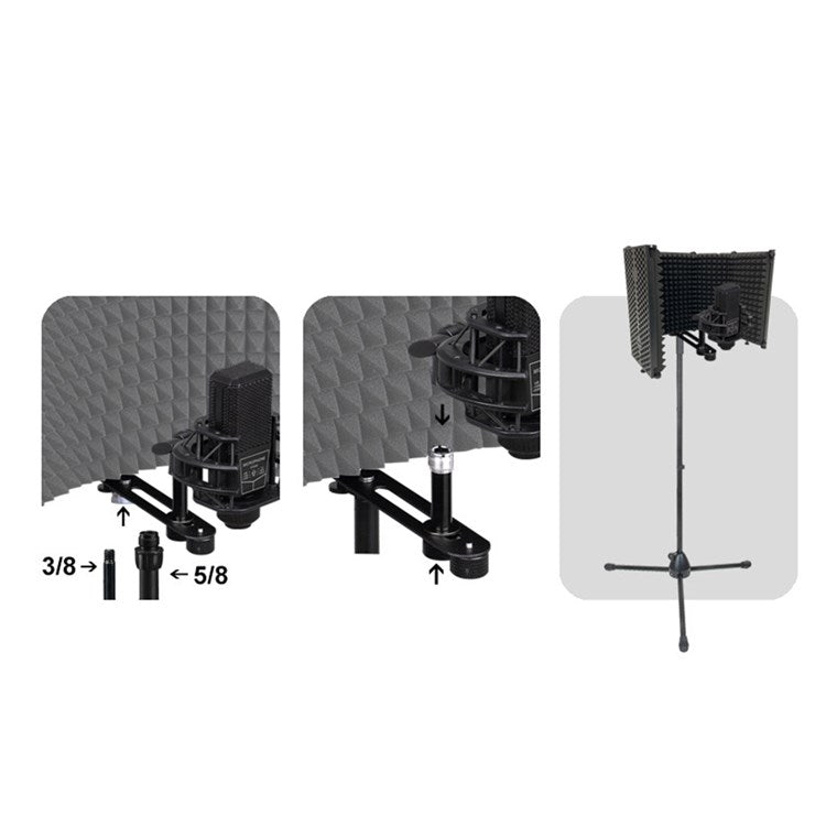AQA S3 Microphone Isolation Shield High Density Absorbent Foam 3 Folding Panels Sound Shield Mic Recording Equipment