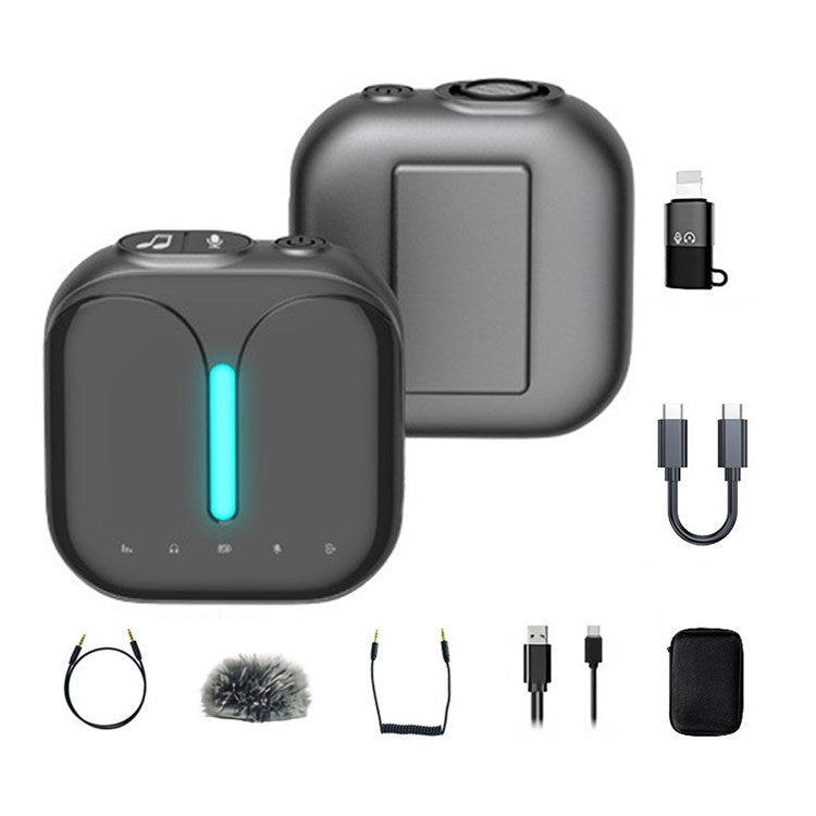 ELEBEST M18Pro Type-C Cable + Lightning Adapter Wireless Lavalier Microphone System Receiver Transmitter Live Streaming Interview Mic Kit