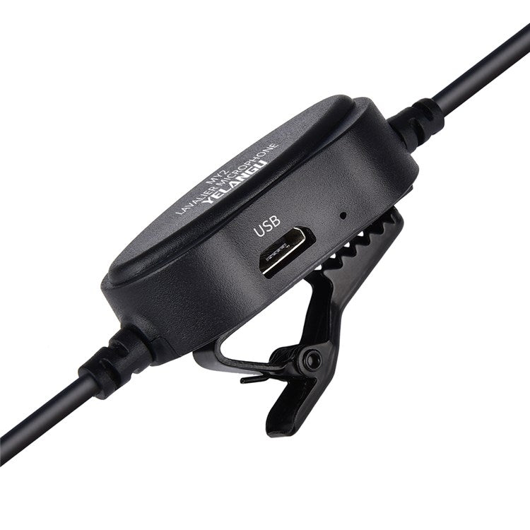 YELANGU MY2 USB Rechargeable Clip-on Microphone 3.5mm Adapter Condenser Mic Phone Camera Computer Microphone for Online Meeting Livestream Remote Teaching Recording