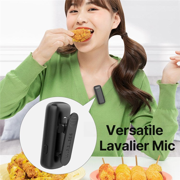 2Pcs Mini Wireless Lavalier Microphone Video Recording Lapel Clip Mic with 1Pc Lightning Receiver and Charging Case for iPhone