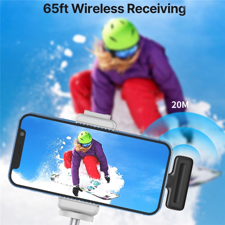 2Pcs Mini Wireless Lavalier Microphone Video Recording Lapel Clip Mic with 1Pc Lightning Receiver and Charging Case for iPhone