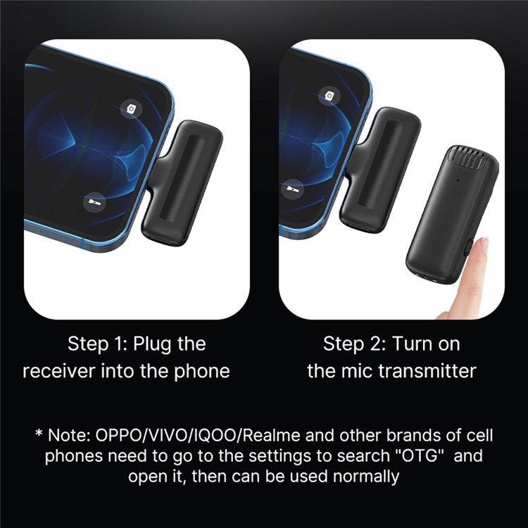 2Pcs Mini Wireless Lavalier Microphone Video Recording Lapel Clip Mic with 1Pc Lightning Receiver and Charging Case for iPhone